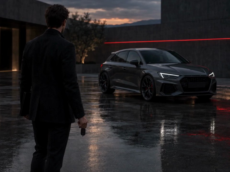 Un entrepreneur devant sa première voiture, clés en main